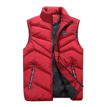 Стеганый зимний жилет мужской модный стоячий воротник чистый цвет жилет без рукавов куртка d90826