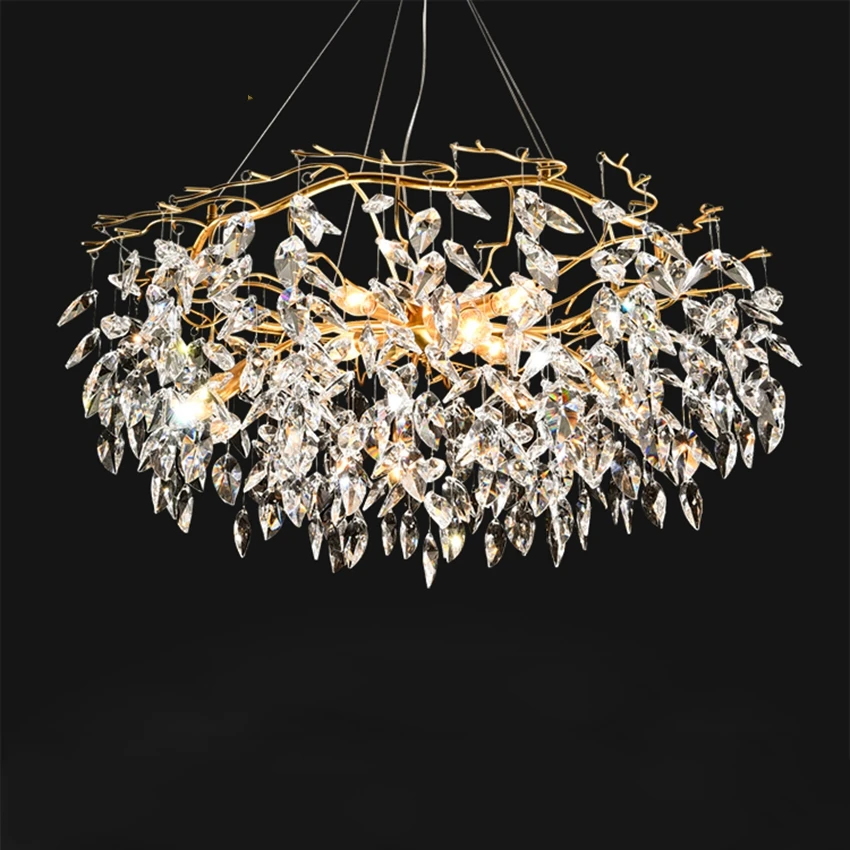 

Nordic Luxury Luster Gold Crystal Chandelier for Living Room Hanging Lamp Hotel Hall Art Indoor Decor Modern Chandelier Lighting
