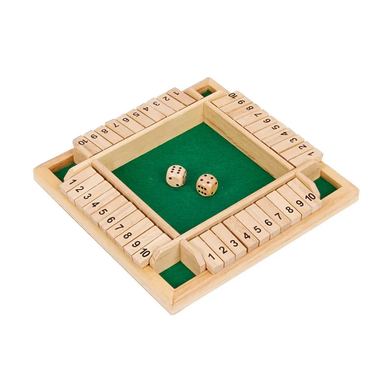 

Deluxe Four Sided 10 Numbers Shut The Box Board Game Set Dice Party Club Drinking Games for Adults Families
