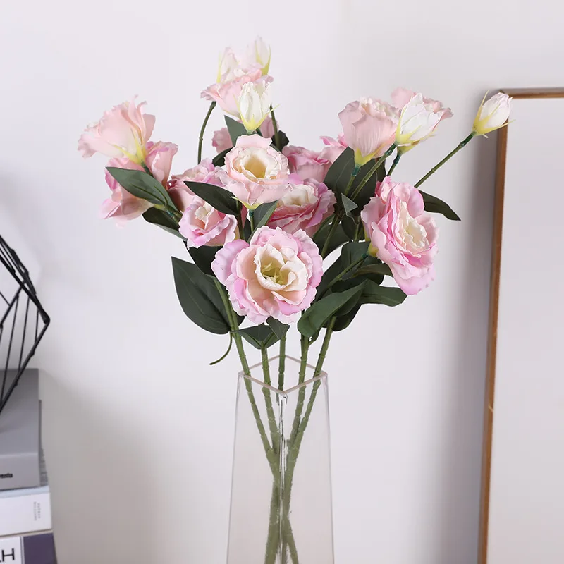 1 шт. Европейский искусственный цветок 4 головки поддельные Эустома Gradiflorus Lisianthus Рождество Свадьба Праздник декор дома 9 цветов - Цвет: Pink B