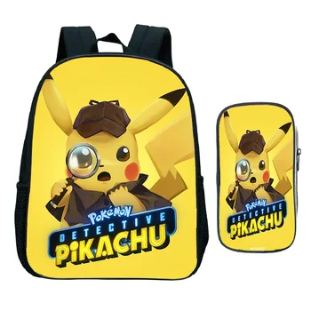 

Pokemon Detective Pikachu Backpack Children Bookbags 2Pcs/Sets Kindergarten Backpack Boys Girls Mini School Bags + Pencil Sace