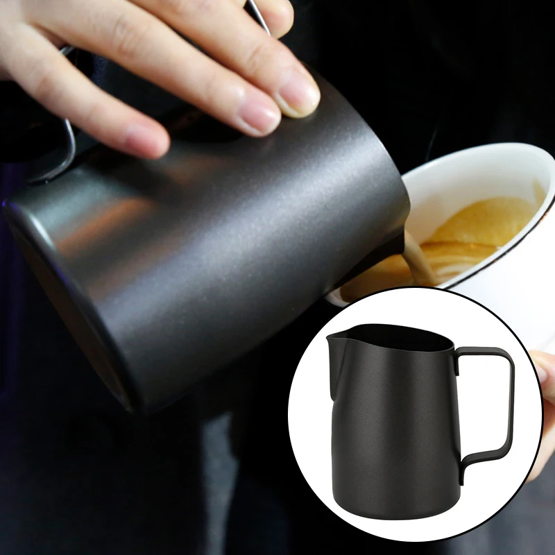 

Stainless Steel Coffee Foaming Cup Pulling Flower Cylinder Round Open 450ml Fancy Styles With A Classic Design, Round Mouth