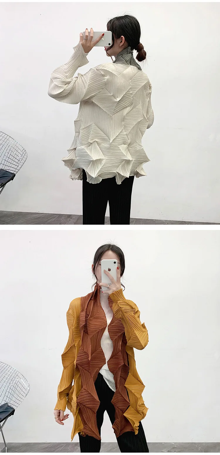 MIYAKE плиссированный Тренч осенне-зимний цвет подходящая Алмазная плиссированная ветровка свободный большой размер плиссированная внешняя крышка