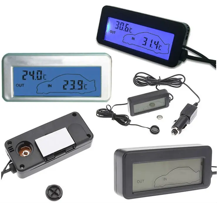 10 шт. черный/серебристый опционально In& Out lcd DC 12V цифровой внутри и снаружи Автомобильный задний свет термометр