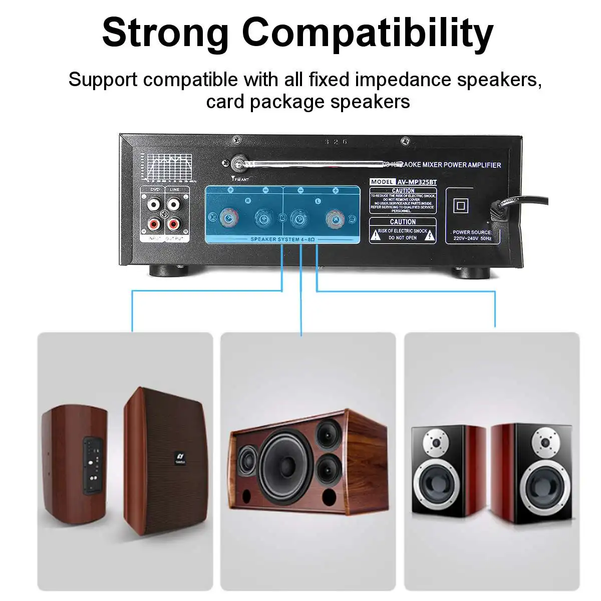 2000W Home Theater Amplifier AC 220V BlueTooth Home Power Amplifier Audio Stereo Support FM USB SD With Remote Control