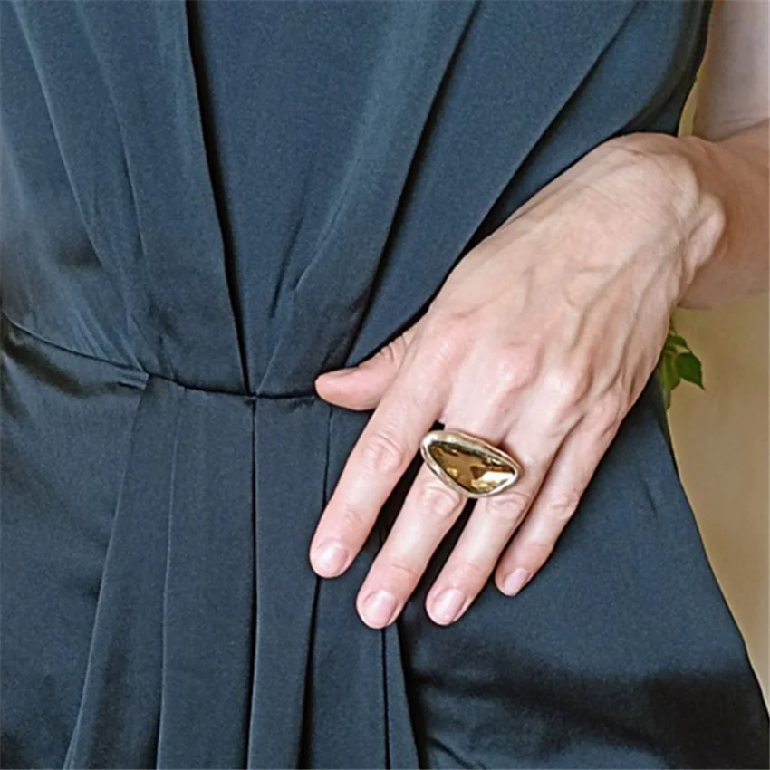 Anslow Fashion Jewelry Irregular Crystal Wedding Engagement Rings for Women Lady Love Couple Mothers' Day Gifts Accessories Ring Set Couples Rings Finger Ring Gold Color Ring Wedding Rings Wedding Ring
