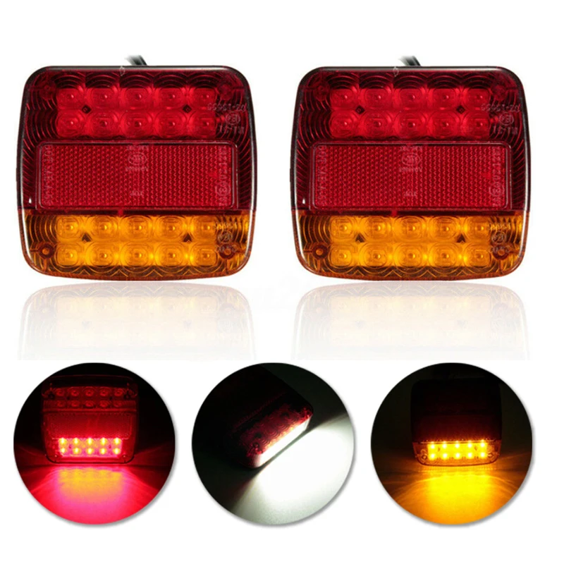

2pcs Trailer Truck Caravan Turn Signal Indicator Brake Stop Lamp Number Plate Light Rear Reverse 26LED 12V Truck Accessories