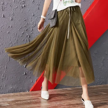 

Woman2020 Summer New Skirt Women's Mid-Length Elegant Tulle Skirt Fashion French Non-Mainstream Skirt Women
