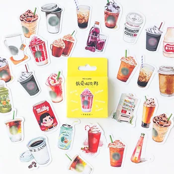 

46pcs/box Kawaii Coffee Drink Paper Decoration Stationery Sticker DIY Diary Planner Label Journal Stickers Student Supply