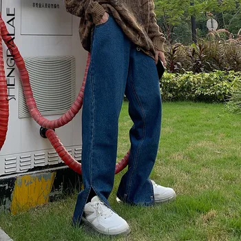 

SHENGPALAE 2020 New Fashion Summer Vintage High Waist Jeans Woman Long Trousers Cowboy Female Loose Streetwear ZA3160