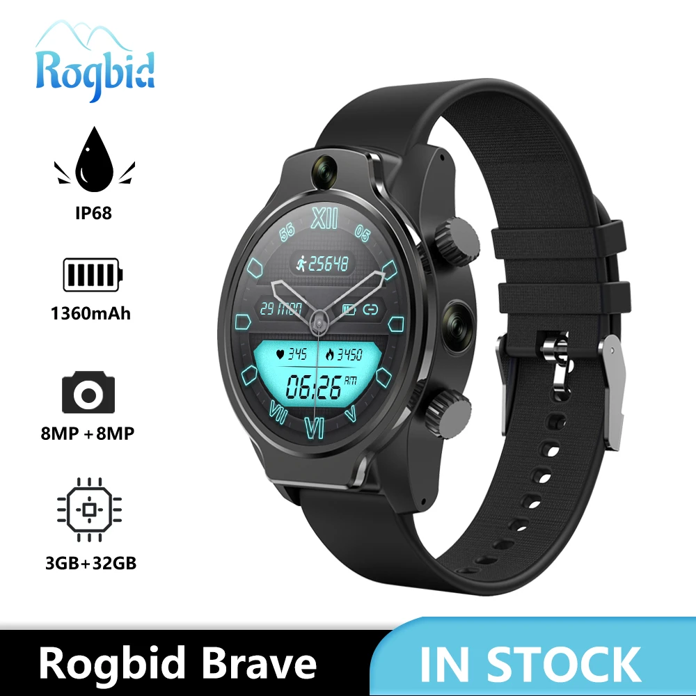 Rogbid Brave 4g Lte Smart Watch Phone Gps 3gb 32gb Face Id Dual Camera