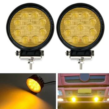

2pcs 4-Inch 27W Round Amber LED Work Light Bar Spot Offroad Driving Fog Lamp Super High Power Chip Super Waterproof