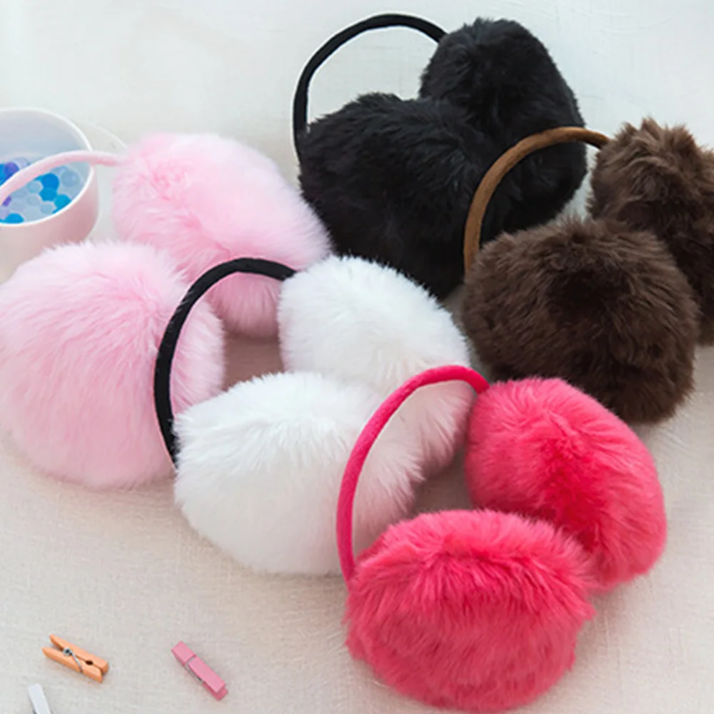 

Female Ear Cover Cute Faux Rabbit Fur Warmer Earmuffs Fashional Plush Ear-Cap Ear Muffs Pure 6 Color Gift Keep Warm