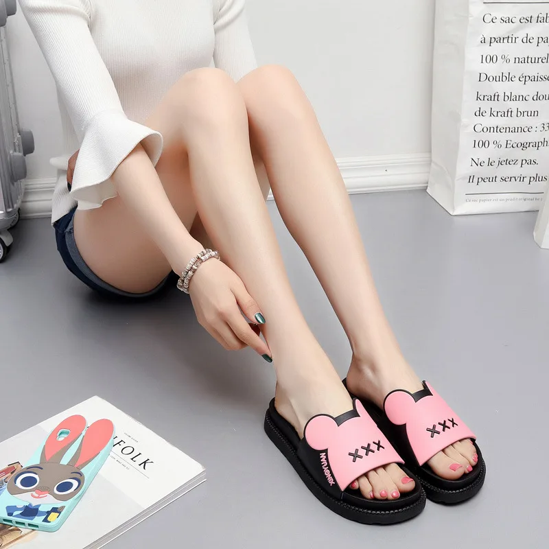 

Slipper Women's Summer Flat Heel Indoor Thick Bottomed Anti-slip Bathroom Bath Outer Wear Slippers Men Slippers Household Care S