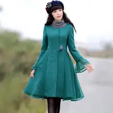 Новинка, осенне-зимнее пальто, женское длинное шерстяное пальто на одной пуговице, женское Ретро шерстяное пальто из органзы, приталенная верхняя одежда, S-XXXL