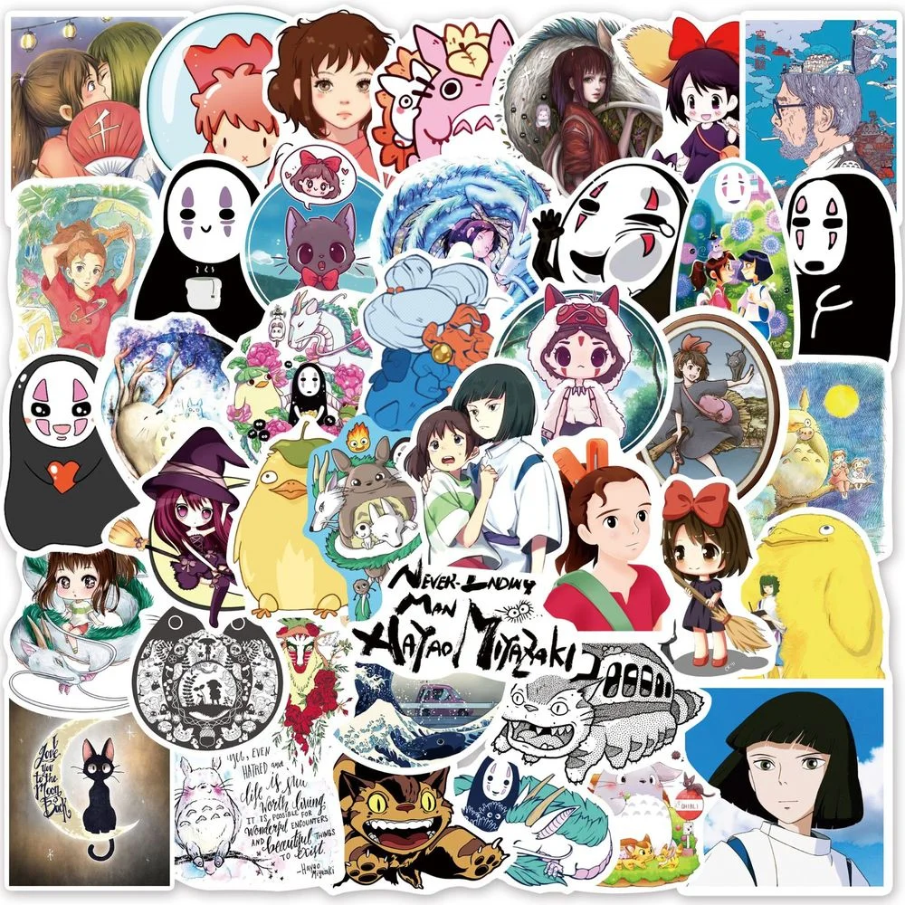 54pcs japanese anime stickers ghibli hayao miyazaki totoro spirited away princess mononoke kiki stationery sticker stickers aliexpress