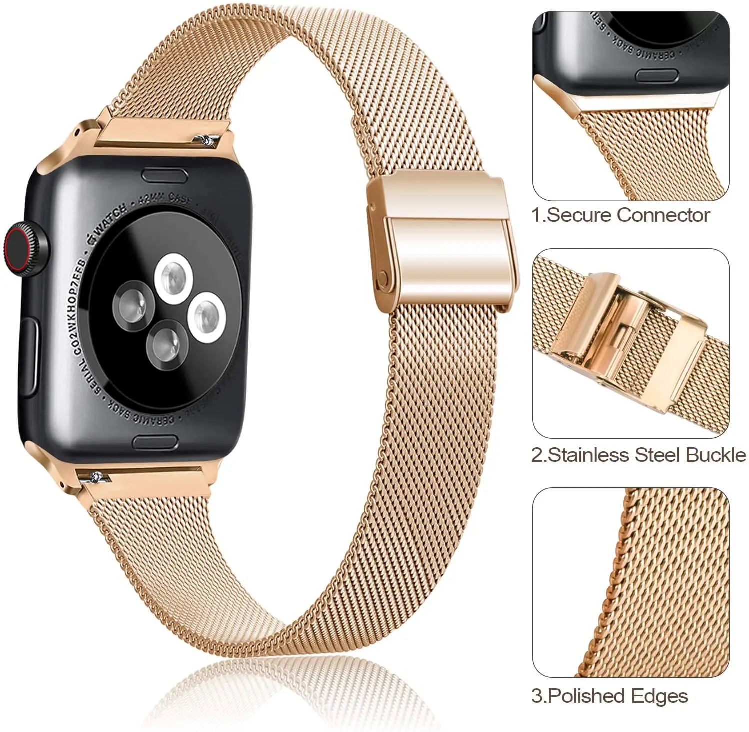 Pulseira Luxurypara Apple Watch 45mm 44mm 42mm 49mm (Rose Gold)