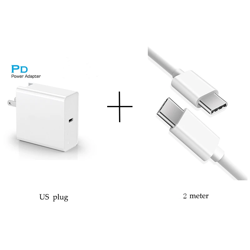 Us chargerwith cable 65 Вт PD Зарядное устройство usb type C QC3.0 Быстрая зарядка для MacBook Pro/Воздушный iPad Pro iPhone для samsung huawei Nexus - Тип штекера: Us chargerwith cable
