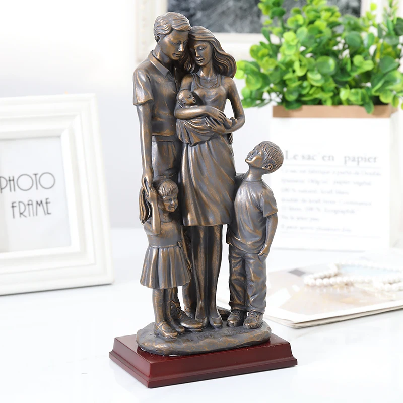 style 6 Ретро Ностальгический happy family украшения семья из трех человек для свадьбы, годовщины, дня рождения подарок жене статуя Семья украшения из смолы - Цвет: style 6