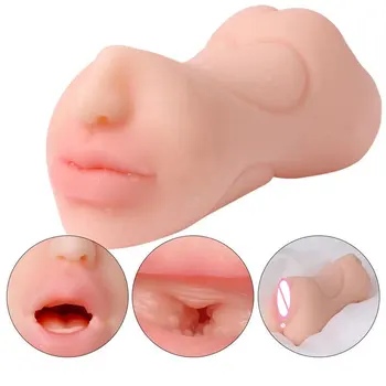 3 in 1 Real Pussy Male Masturbation CUP 3D Sex Toys For Fake Erotic Men 18 Masturbator Adult Vagina Products Artificial Blowjob 2