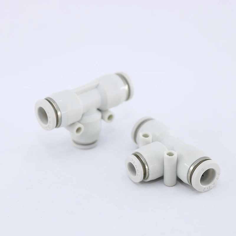 A white APEG quick connector T-type reducer tee PEG0604 08 0610 08 12 a  variety of specifications easy to install