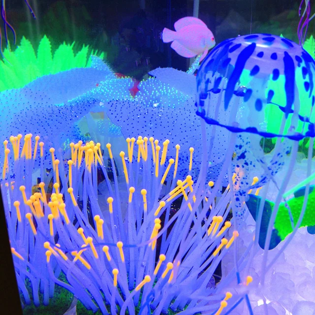 1pc Colorful Artificial Glowing Effect Jellyfish Fish Tank Aquarium Decor Mini Submarine Ornament Decoration Aquatic Pet Supplie 4