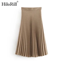 Женская клетчатая плиссированная юбка миди с высокой талией, винтажная элегантная женская юбка на молнии сбоку, Saias, повседневные свободные юбки Falda Mujer, уличная одежда