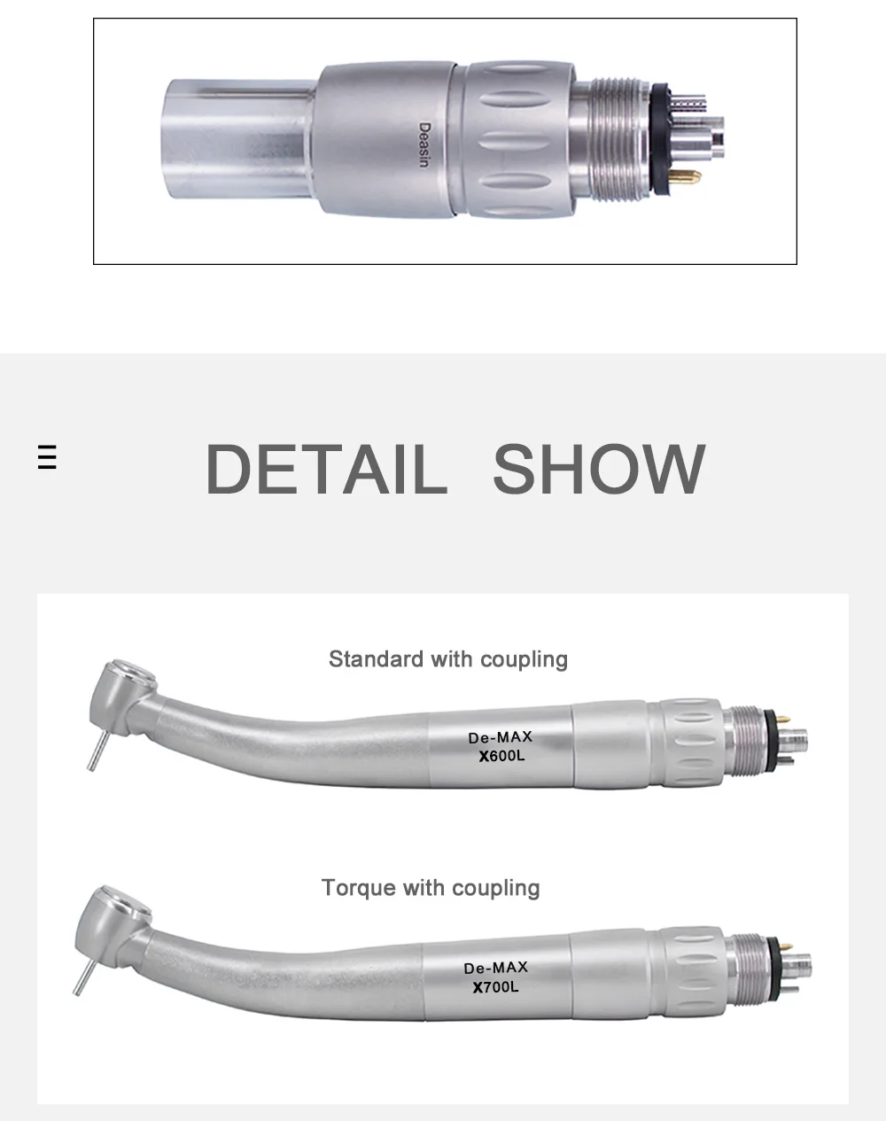 ASIN De-MAX X600L X700L type Dental Optic LED High Speed Surgical Optical Handpiece with generator tool