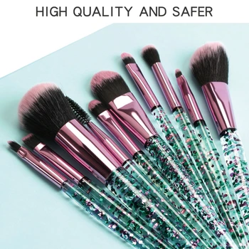 

10pcs Crystal Sequins Eye Makeup Brushes Kit Foundation Brush Blush Concealer Brush Lip Eyeshadow Eyebrow Brush Kit