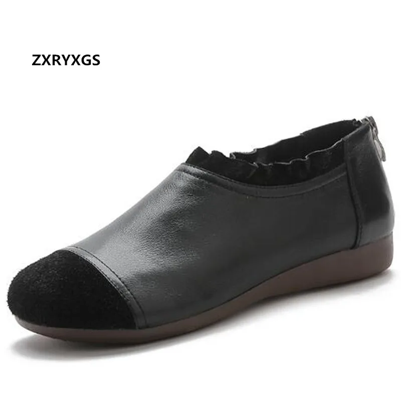 

2022 Spring Classic Retro Shoes Top Cowhide Deep Mouth Leather Shoes Flat Shoes Woman Trendy Shoes Soft Sole Comfortable Shoes