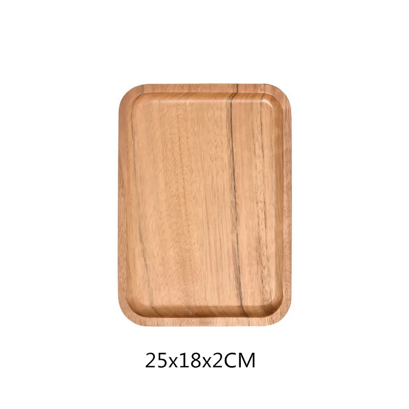 25x18x2CM Японская прямоугольная деревянная тарелка, фруктовое блюдо, тарелка, чайный поднос, десертный ужин, деревянная тарелка для хлеба - Цвет: 25x18x2CM