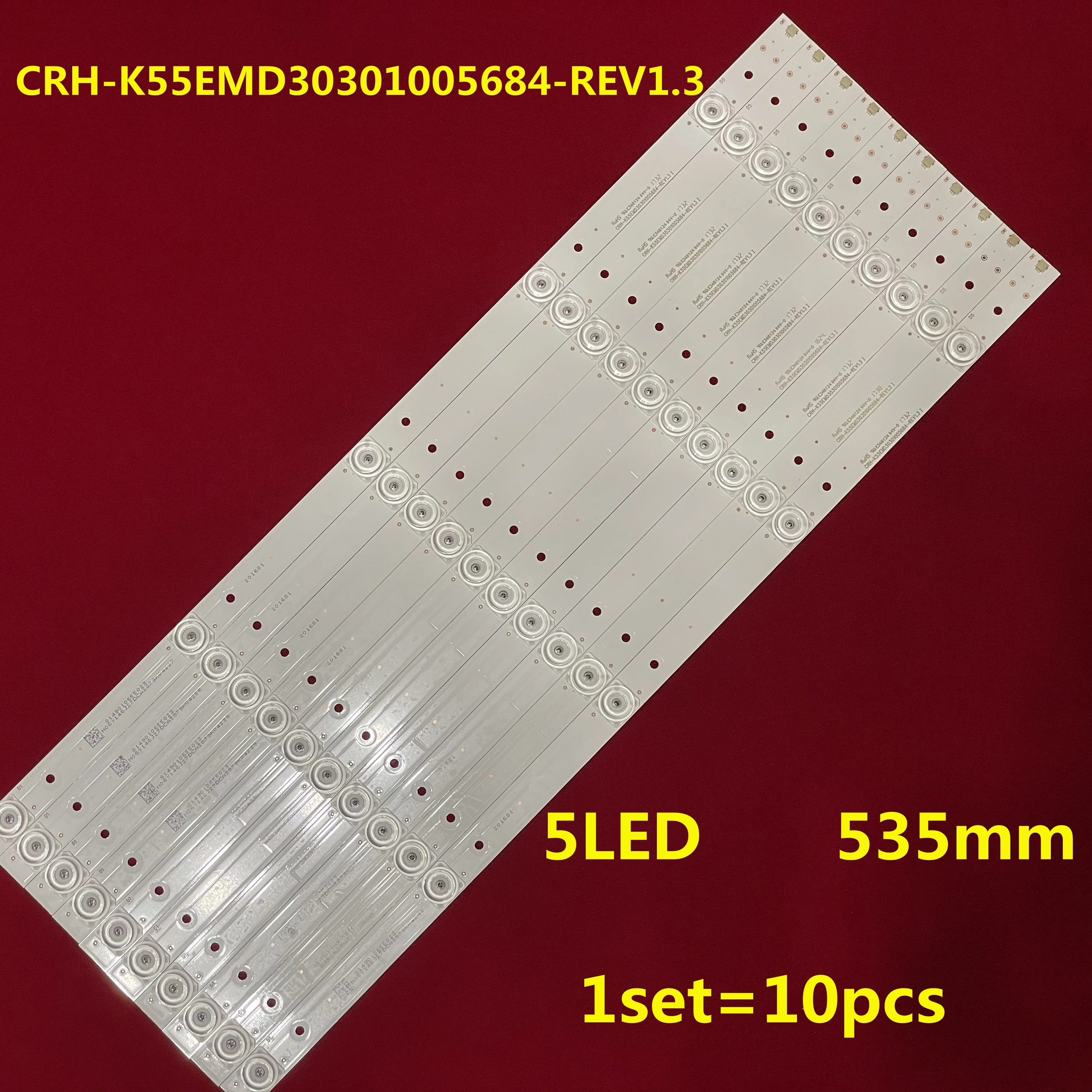 535mm LED Backlight strip 5 Lamps For Haier 55'' TV CRH-K55EMD30301005684-REV1.3 55UFC2500A RTUC5537 | Лампы и освещение