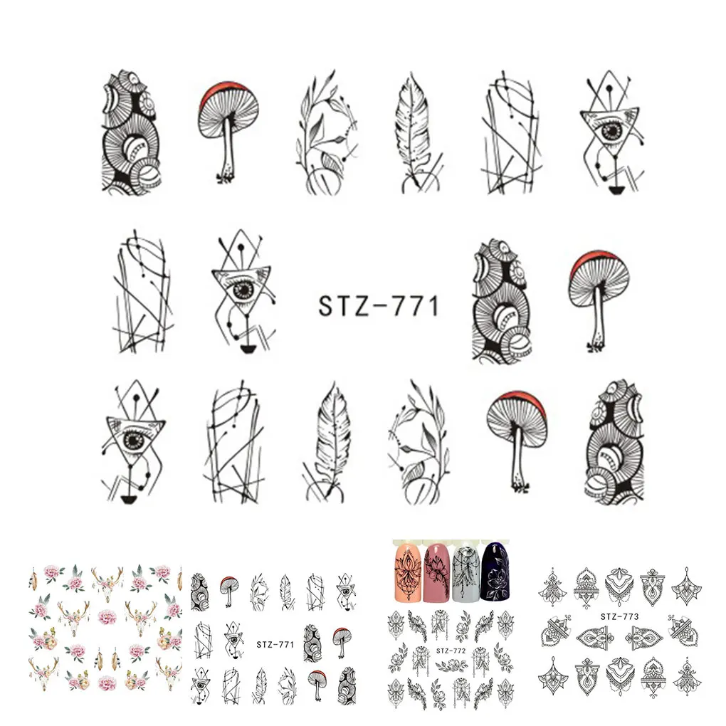 Горячая продажа женщин девушек цветок ногтевая декоративная наклейка гриб Ретро