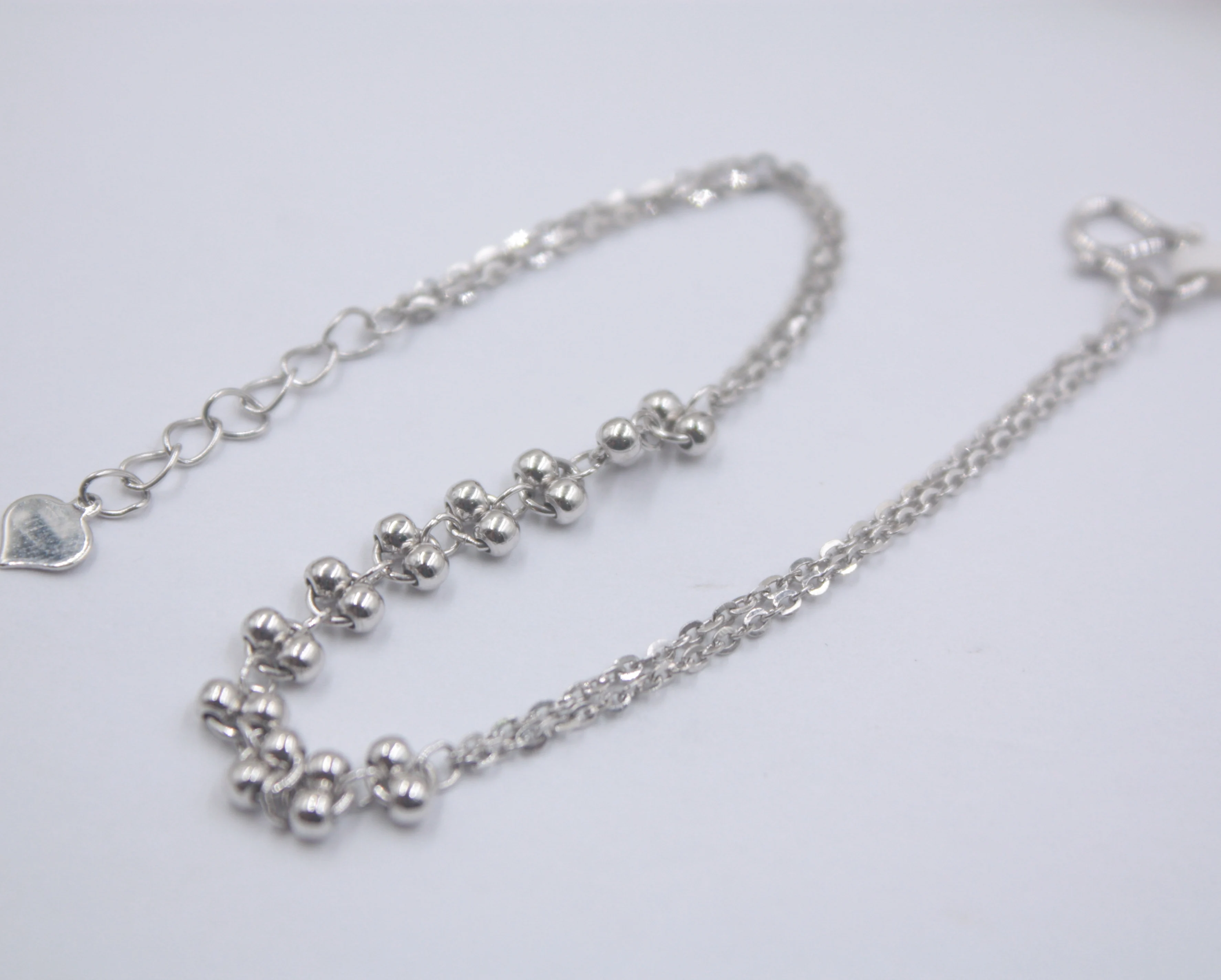 

Pt950 Pure Platinum 950 Bracelet O Link Smooth Beads Chain Woman's 7.08''L Gift