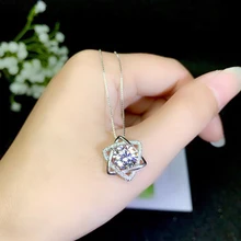 BOEYCJR 925 серебро 2ct 8 мм F цвет Moissanite VVS Свадебные ювелирные изделия кулон ожерелье для женщин юбилей подарок