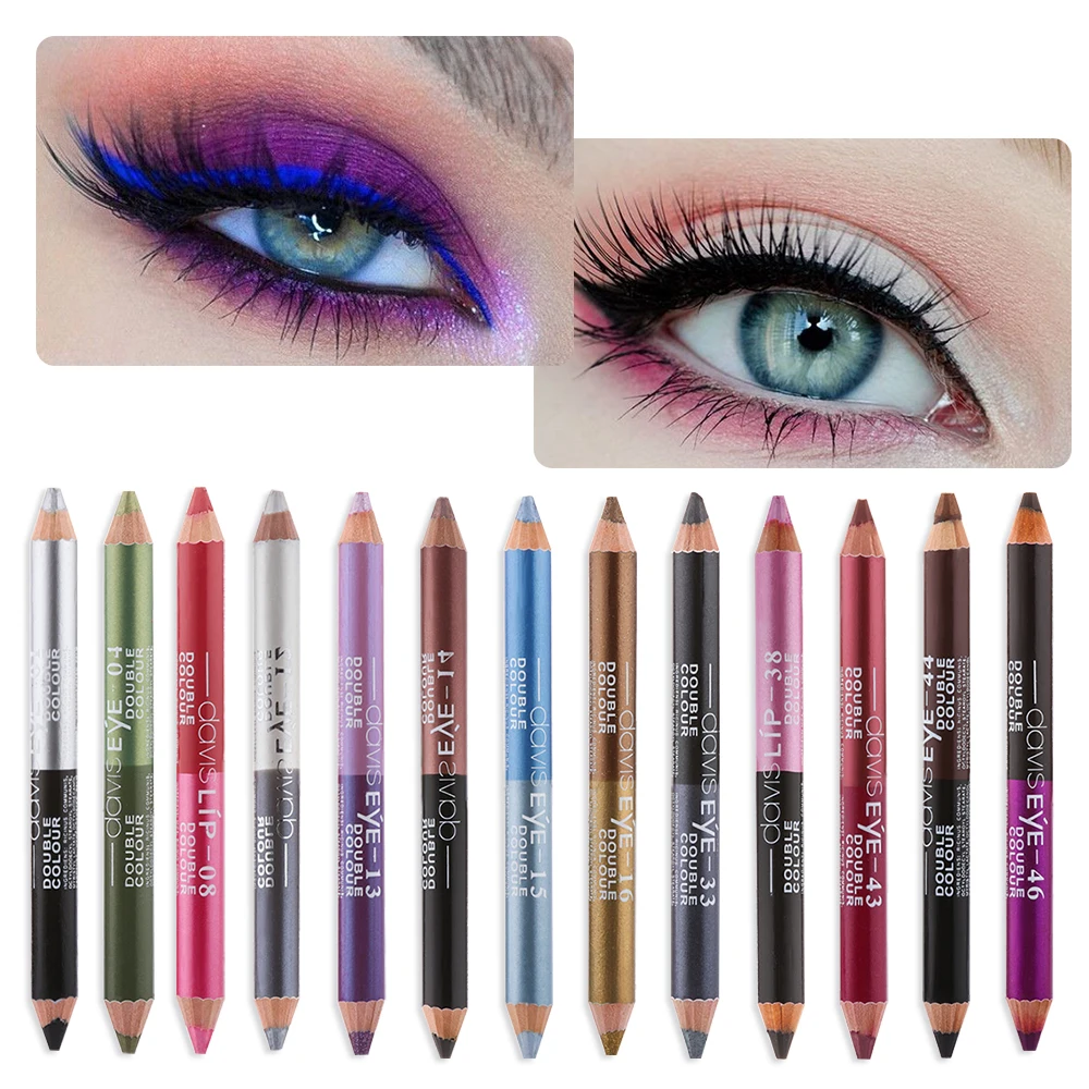 Double Color Eyeliner Pen liquid eyeliner makeup pen eyeliner pencil eyeshadow eyeliner Durable Waterproof Sweatproof Eyeshadow Highlighter Glitter Eyes Pencil Cosmetic Tool 1PC