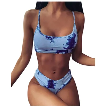 

Women Brazilian Bikini Set Summer Swimsuit Sexy Tie-dye Pattern Top With Panty Bikini Set Swimmear For Bathing Suit #5.7