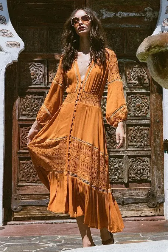 Femme Clothing Lace Dress Lantern 