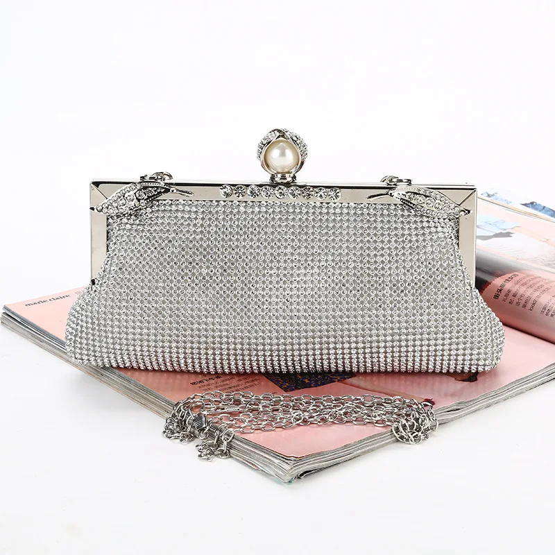 

Quality diamond-encrusted dinner bag handmade rhinestone banquet bag chain evening bag hand bag