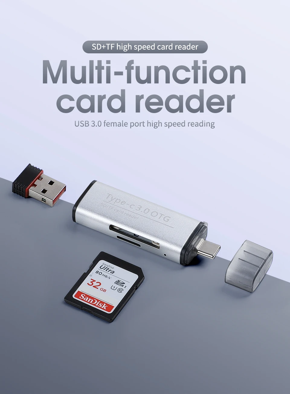 KUULAA type C USB 3,0 алюминиевый OTG телефон мульти карта памяти ридер адаптер кардридер для micro SD/TF microsd компьютер ноутбук