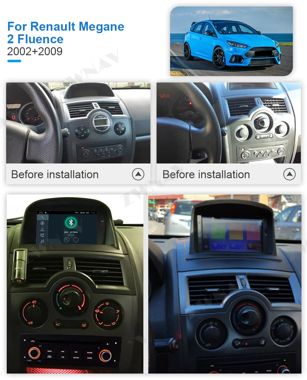 2 DIn Carplay Android Player For Renault Megane 2 2002 2003 2004 2005 2006 2007 2008 Audio Stereo Multimedia Radio Receiver Unit
