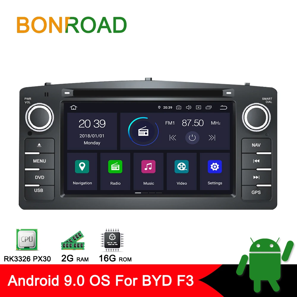 Bonroad Android 9 0 2Din автомобильный DVD GPS навигация для Corolla E120 BYD F3 емкостный экран WIFI 3G USB