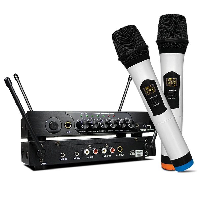  ABHU-Portable UHF Bluetooth Wireless microphone M6 with Adjustable Bass Reverb Mic for KTV Karaoka 