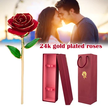 

24K Gold Plated Rose Romantic Eternal Rose Eternal Flower with Stand Best Gift for Valentine's Day Mother's Day Wedding