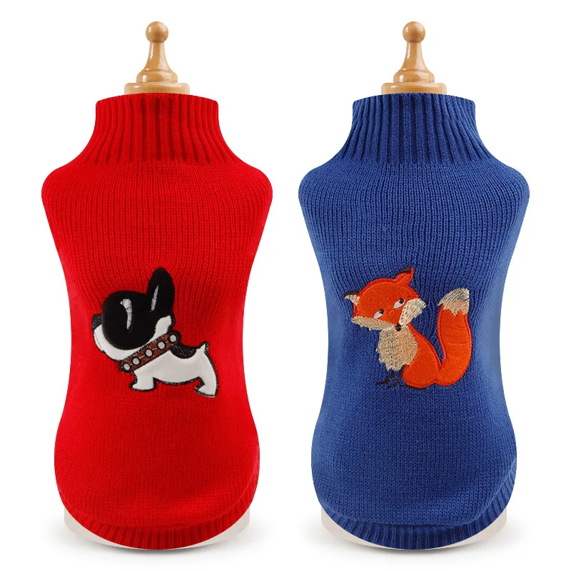 

@HE New Autumn And Winter Solid Color Knitting Embroidered Soft Comfortable Warm Sweater For Small And Medium Pet Cats Dogs
