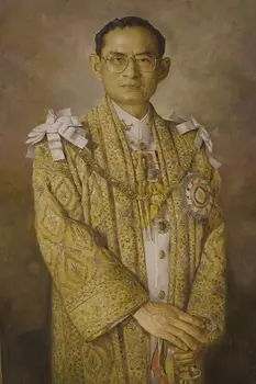 

Wholesale painting- King of Thailand Portrait painting of King Bhumibol Adulyadej PRINT painting on canvas-FREE SHIPPING