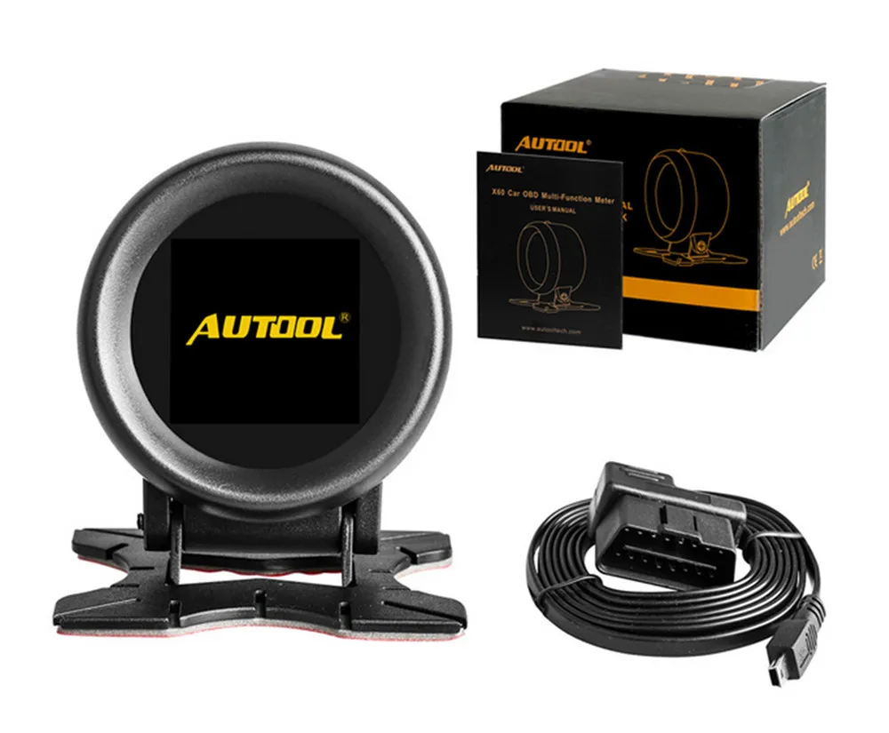 AUTOOL X60 автомобильный OBD gps HUD цифровой измеритель скорости сигнализации датчик температуры воды для 12 В OBD-II стандартных транспортных средств Автомобильный дисплей Hud