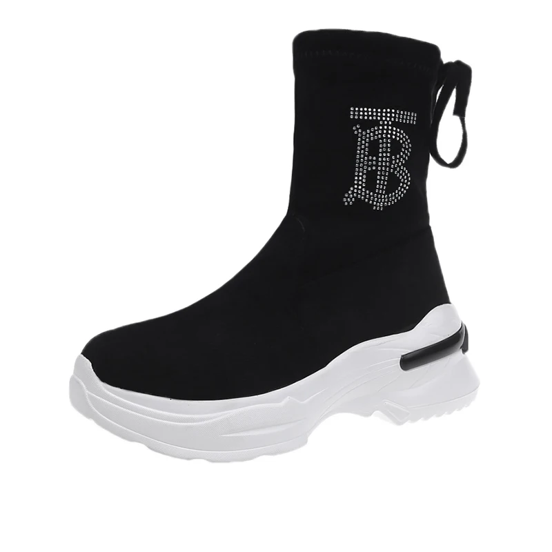Zapatos de mujer/Сапоги выше колена; женские сапоги до бедра из эластичной ткани; коллекция года; пикантная женская обувь на плоской подошве; длинные сапоги; Bota Feminina