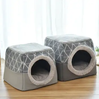

Round Cat Bed -dog Bed Cute and Comfortable Self Warming Plush Calming Cat Bed T8WE