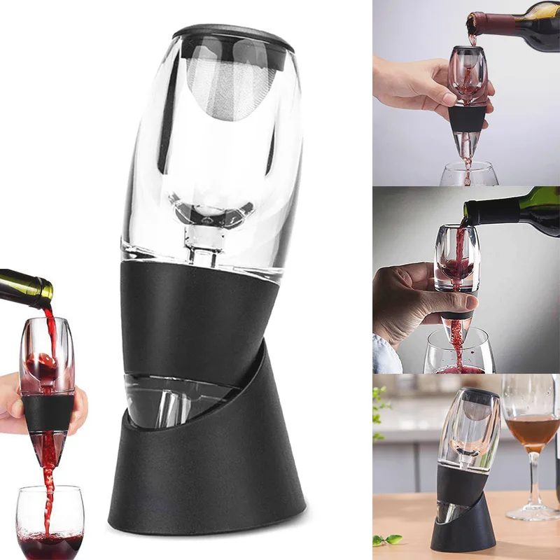 

Wine Aerator Pourer Diffuser Decanter Spout with Base for Red Wine Christmas FDX99